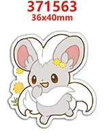 A cute, light gray cartoon rabbit charm with pink inner ears and yellow accents.