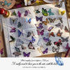 A collage of butterfly art stickers and decorative elements for scrapbooking