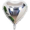 A heart-shaped foil balloon featuring a star design, white and silver.
