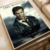 A movie poster featuring a man in a trench coat against a dark, moody background with the title True Detective.