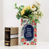 Hand-Painted Ceramic Book Vase with Blooming Flowers