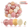 A cluster of 50 latex balloons in pastel shades of pink, purple, and white for party decorations.