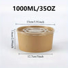 A disposable kraft paper lunch bowl with a clear lid shown against a white background.