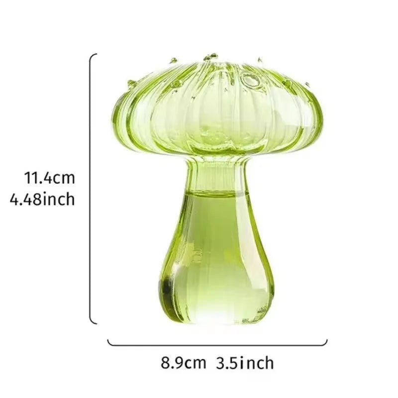 Mushroom-Shaped Glass Hydroponic Vase with Colorful Finish