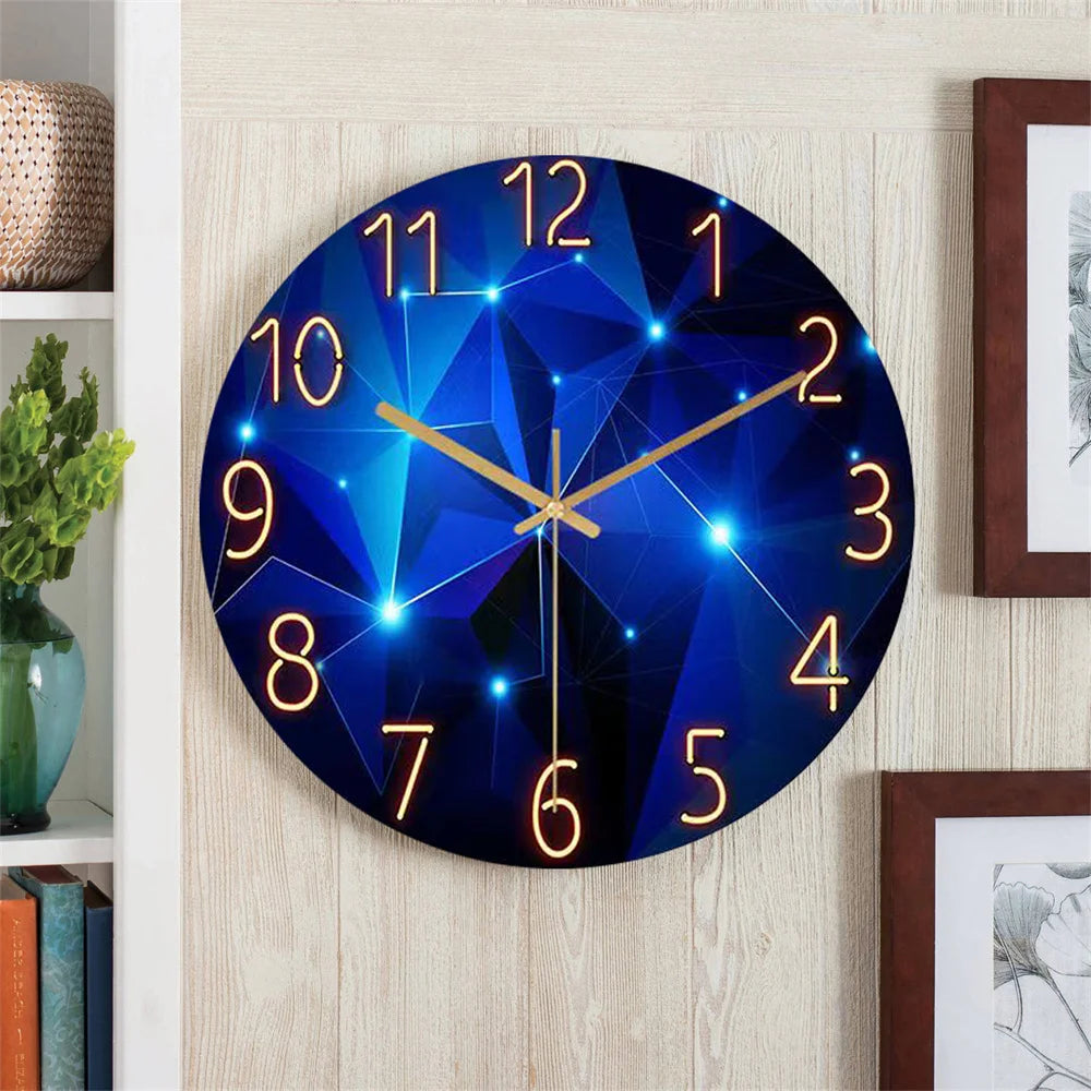 Modern Geometric Glass Wall Clock with Silent Quartz Movement