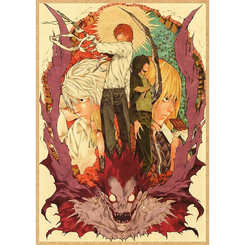 Anime illustration featuring characters and a monstrous face within an ornate frame.