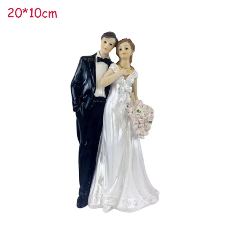 Resin Bride and Groom Cake Topper Figurine Set