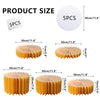 A set of five orange folding dessert table cupcake display stands shown in various sizes.