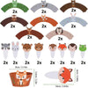Set of jungle safari animal birthday decorations featuring various animals like a monkey, bear, and fox in orange and brown c