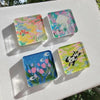 Four colorful acrylic magnetic sheets featuring floral and animal designs for crafts and refrigerator magnets