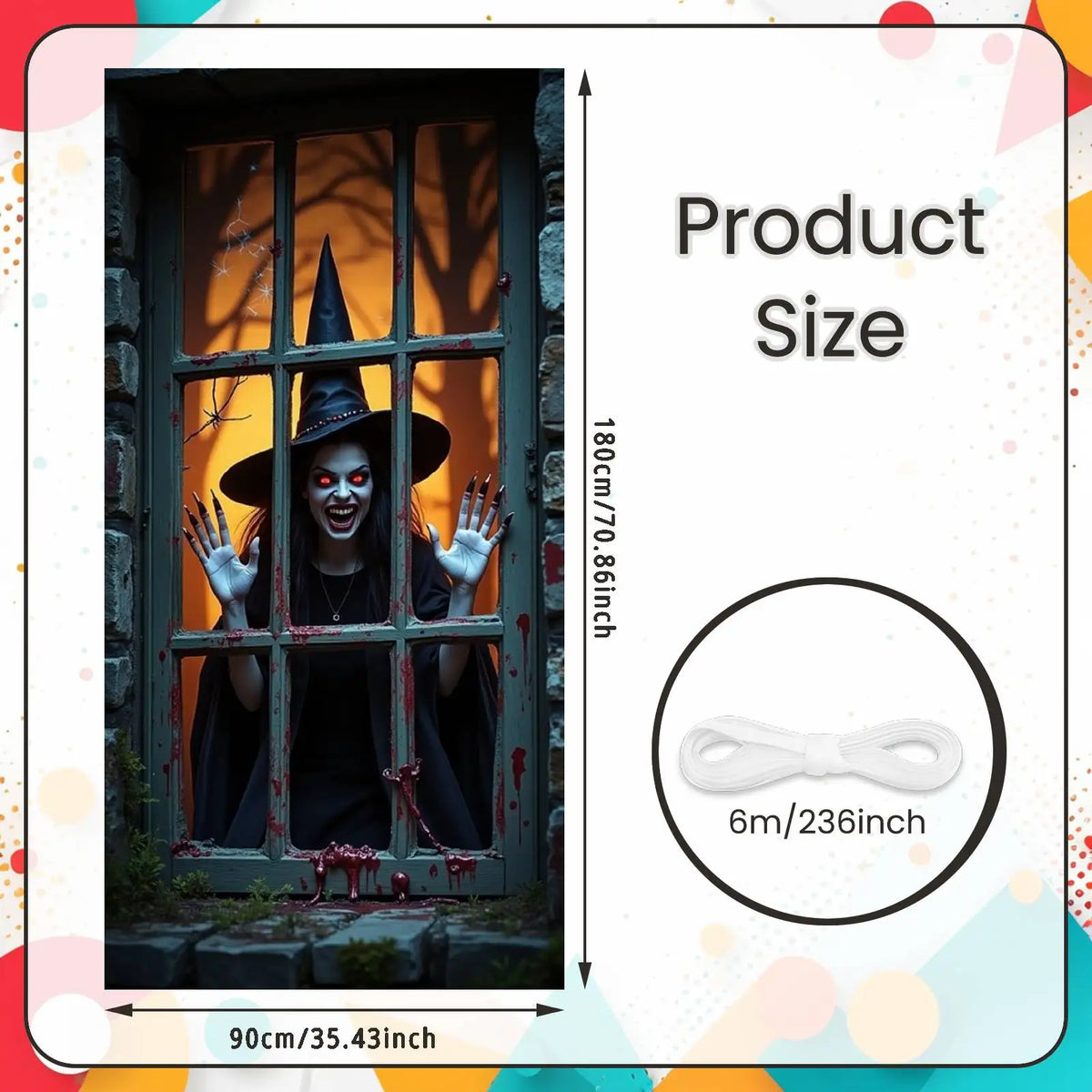 Large Halloween Witch Door Banner with Classic Spooky Design