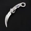 Silver anime-style blue dragon rotating claw knife model collectible display piece