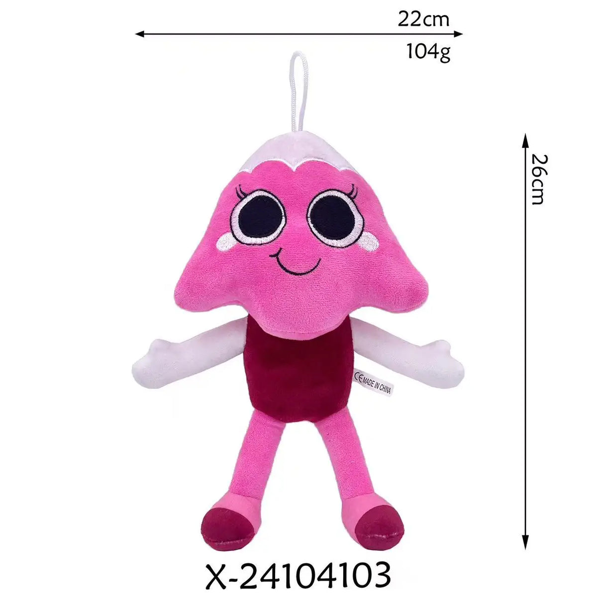 A pink Goob Boxten plush toy with a heart-shaped head and small white features.