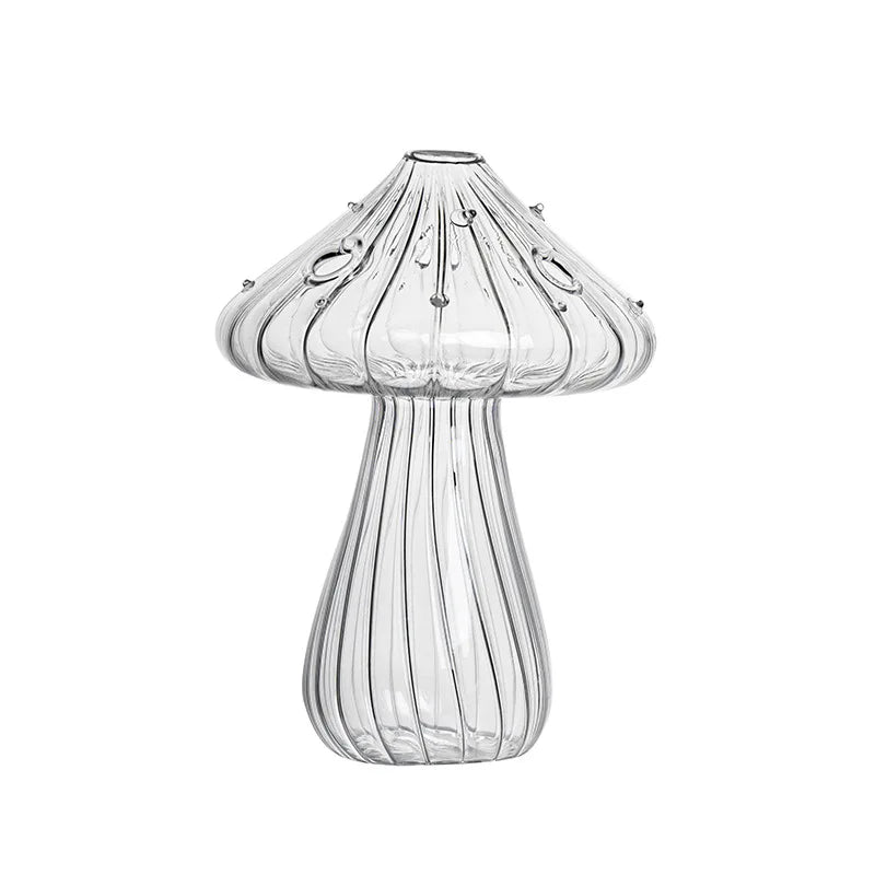 Mushroom-shaped glass vase with translucent jelly colors