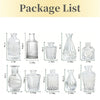 A collection of diamond faceted glass bud vases in various shapes and sizes.