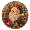 A festive diamond painting featuring Santa Claus with a white beard on a gold wreath background.