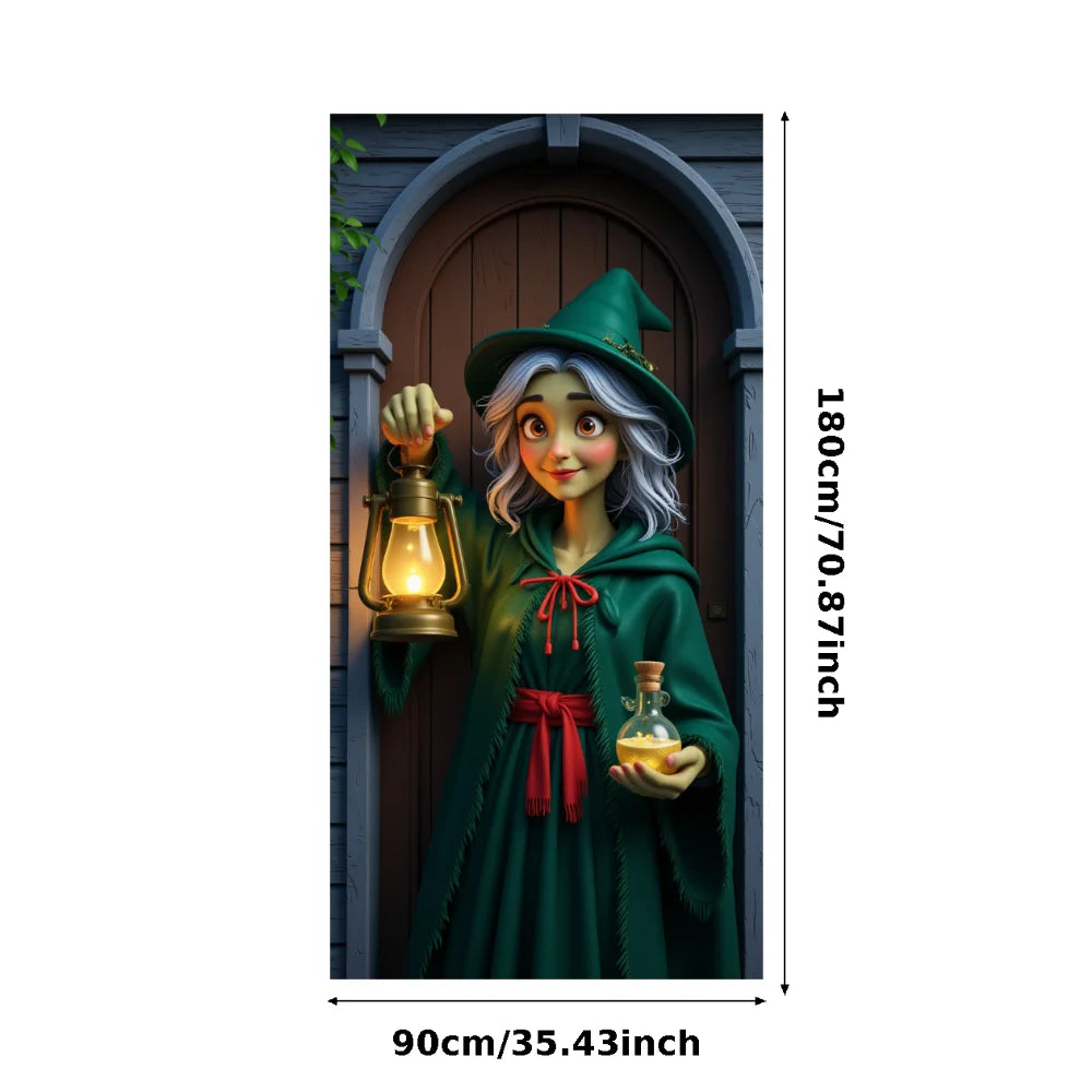 Large Halloween Witch Door Banner with Classic Spooky Design