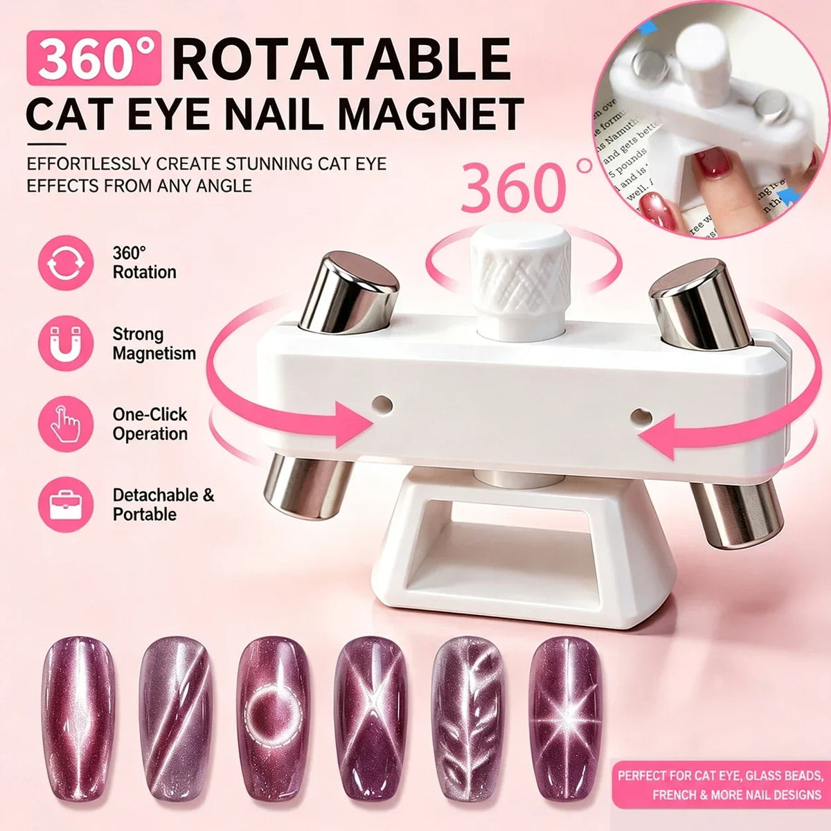 Rotating Gyro Cat Eye Nail Magnet Tool