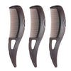 A set of three dark gray anti-dandruff scalp massage combs with anti-static bristles shown from the side.