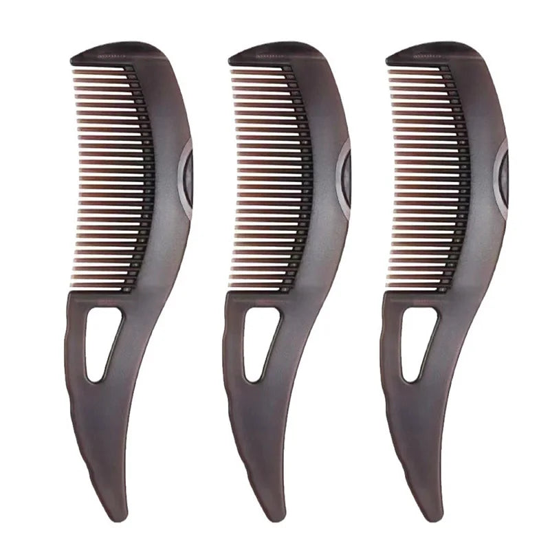 A set of three dark gray anti-dandruff scalp massage combs with anti-static bristles shown from the side.