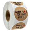 Roll of kraft paper thank you stickers with round labels for small business packaging
