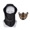 Black tactical silicone half-face mask for airsoft and cosplay displayed on a white mannequin.