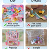 A variety pack of mini pet shop accessories including toys and items in various colors and materials.