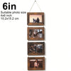 A set of four rustic wooden collage photo frames displayed vertically on a white background.