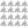 Glitter Christmas Flower Ornaments with Clips (Set of 5)