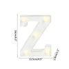 A white alphabet letter light shaped like the letter Z with warm white LED lights.