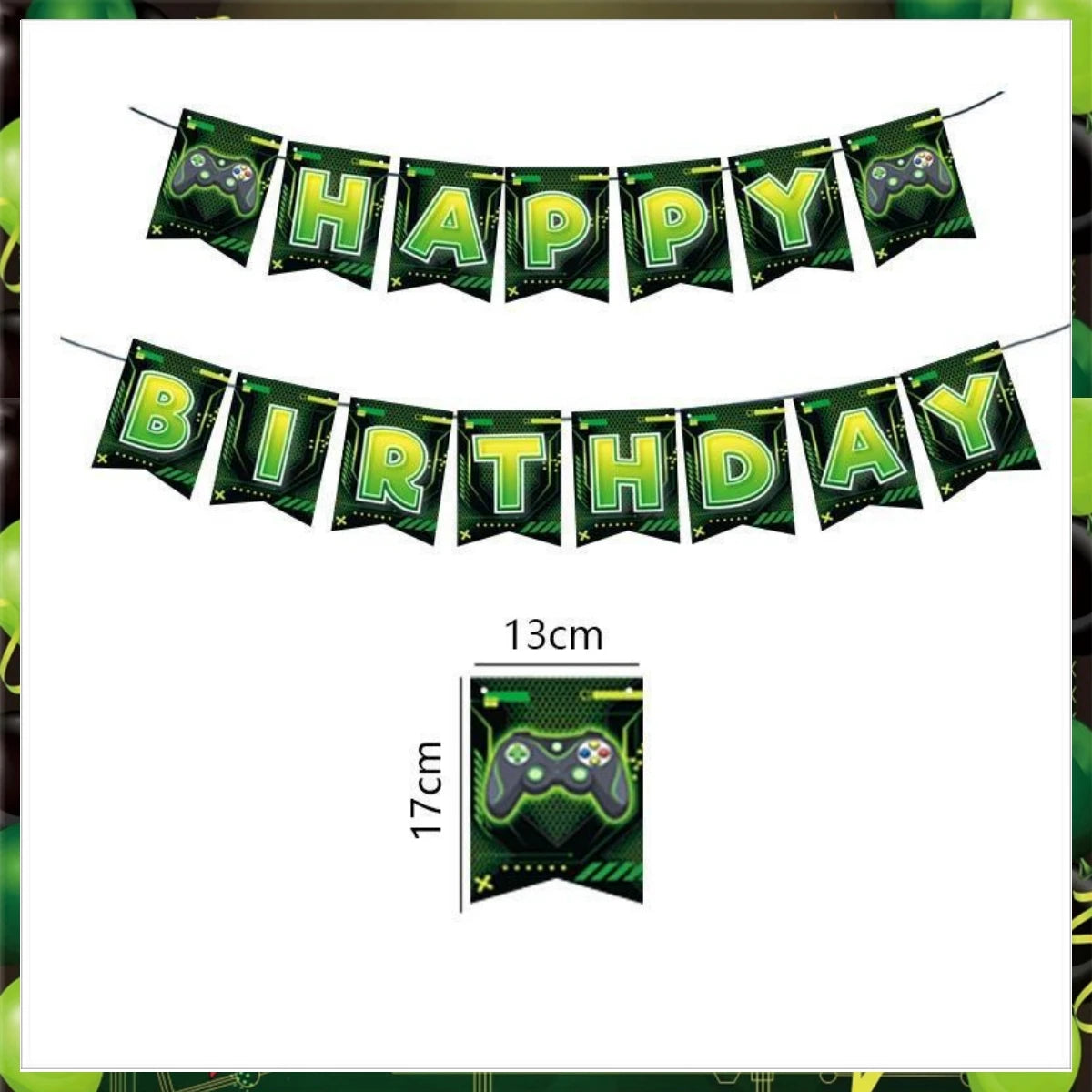 Green Video Game Birthday Party Supplies Kit with Gamepad Balloons
