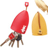 Red cartoon PU leather key holder with a rabbit charm and pull-out design