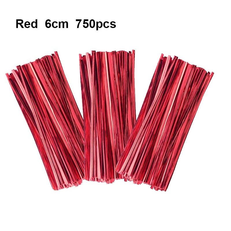 Red 6cm cellophane treat bags with wire ties
