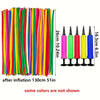 A collection of colorful latex modeling balloons in various colors and sizes, shown standing upright.