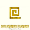 A gold and white decorative edge and corner trim sticker design featuring a square spiral pattern.