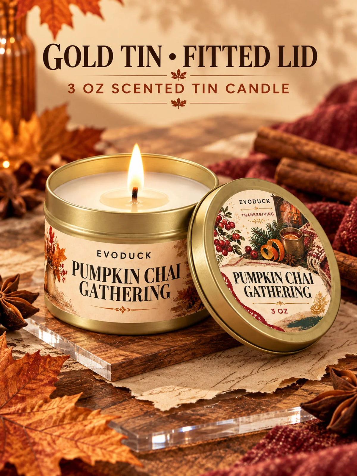 Orange Loaf Scented Candle Set in Gold Tins (4-Pack)