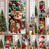 Merry Christmas Party Decoration Door Cover with Santa, Snowman & Reindeer Design