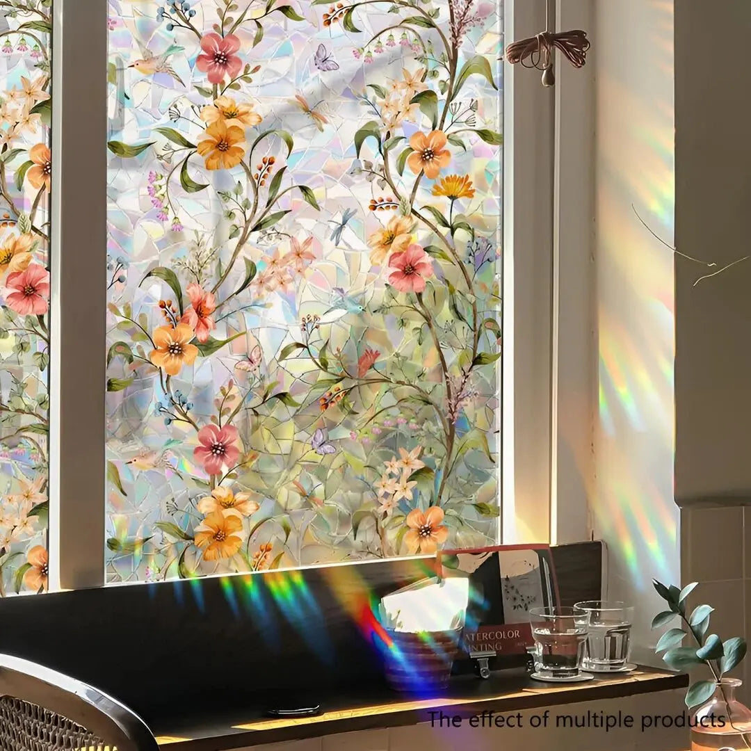 3D Stained Glass Privacy Window Film – Static Cling, Removable, UV & Heat Control