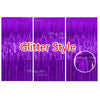 Purple glitter style metallic foil fringe curtains used as a party backdrop decor