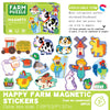 A box of farm magnetic stickers featuring animals like cows, pigs, goats, and horses for learning puzzles.