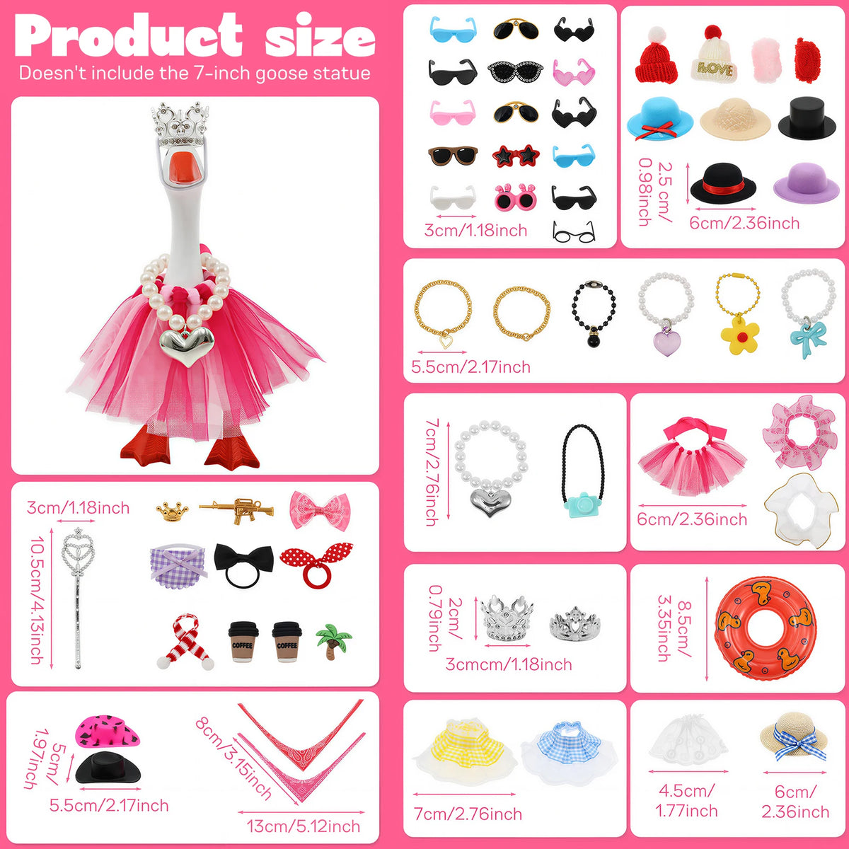Dress-Up Goose Outfit Set with Hat, Glasses & Necklace
