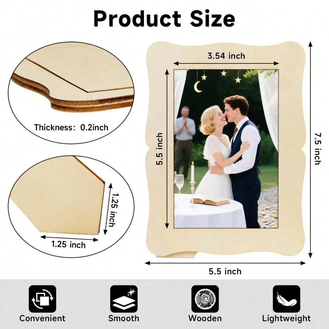 Unfinished Wooden Photo Frames for DIY Crafting and Display