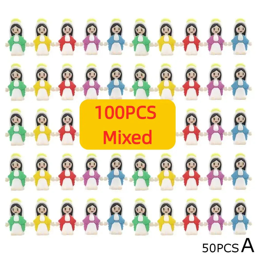 A set of 100 mixed mini Maria religious desktop figurines and ornaments.