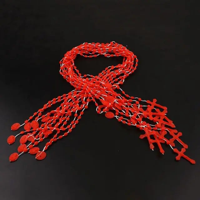 Assorted Plastic Rosary Necklaces (Set of 12)