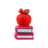 A red 3D silicone apple bead with a green leaf detail.