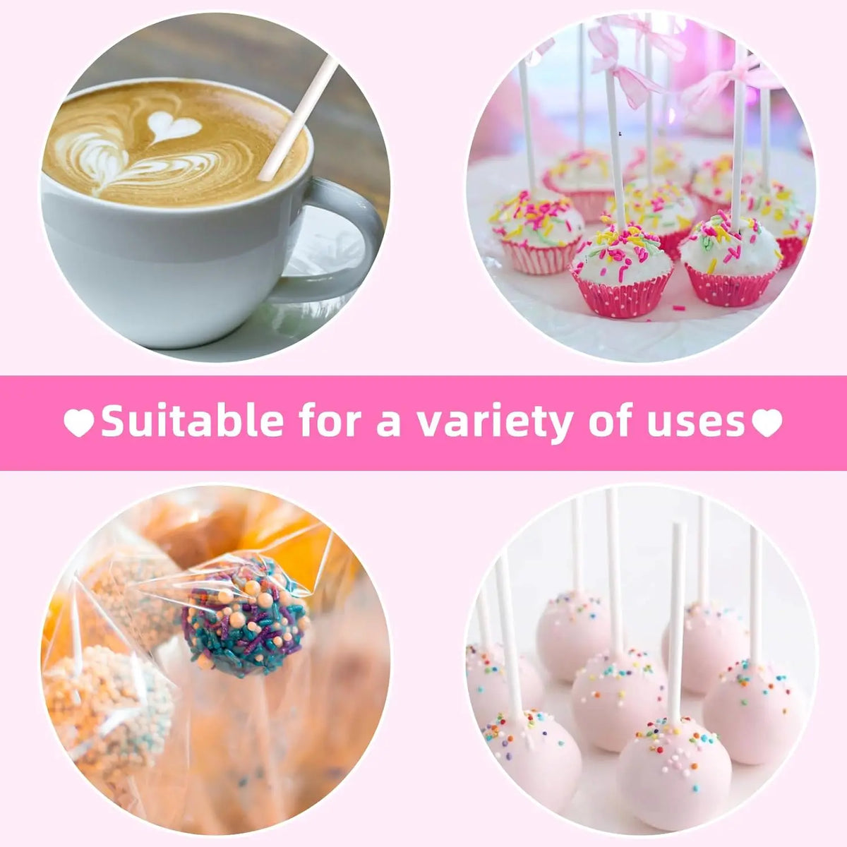 White paper lollipop sticks used for making cake pops and candy
