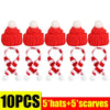 Festive Mini Santa Hat & Scarf Wine Bottle Topper Set