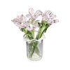 Hand-blown glass flower bouquet with pink flowers in a clear mini vase