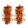 Autumn sunflower teardrop swag with maple leaves for Thanksgiving front door hanging decor