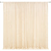 Cream colored pleated drapery backdrop used for weddings and parties
